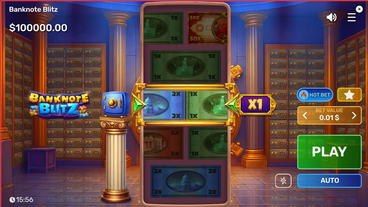 Banknote Blitz slot machine vault theme