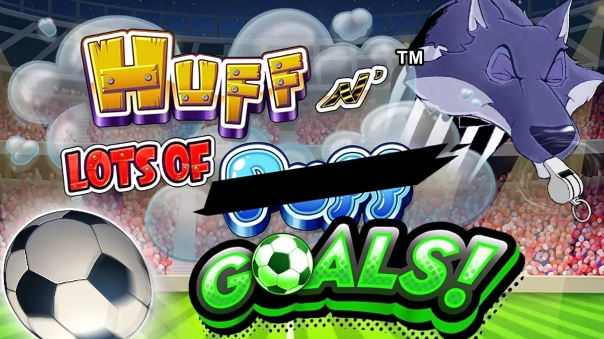 Huff N' Lots of Goals slot machine interface with football theme